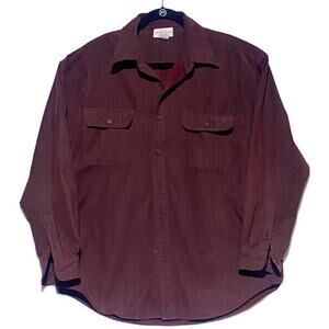 Nightsbridge Shirt Men's Large Burgundy Purple Long Sleeve Full Button Up